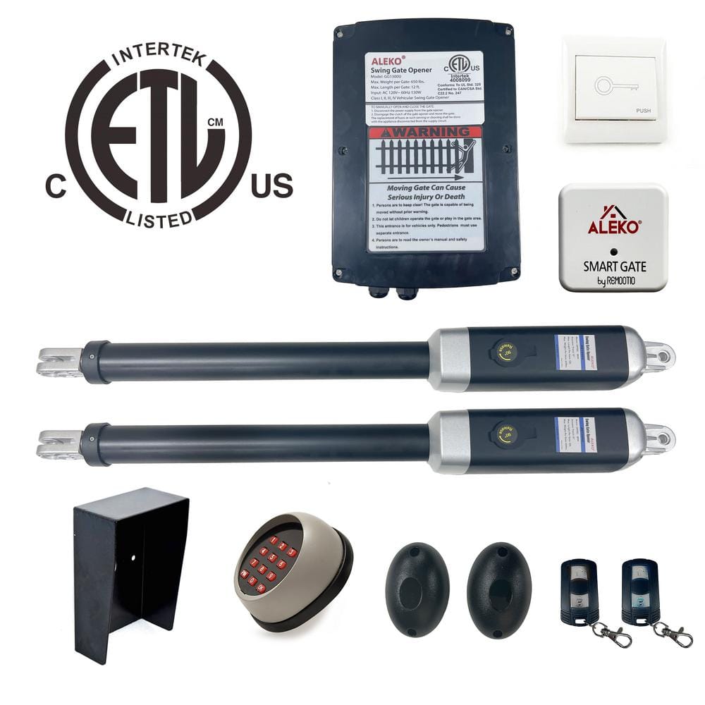 ALEKO Dual Swing Gate Opener Kit with ETL Listed Accessories