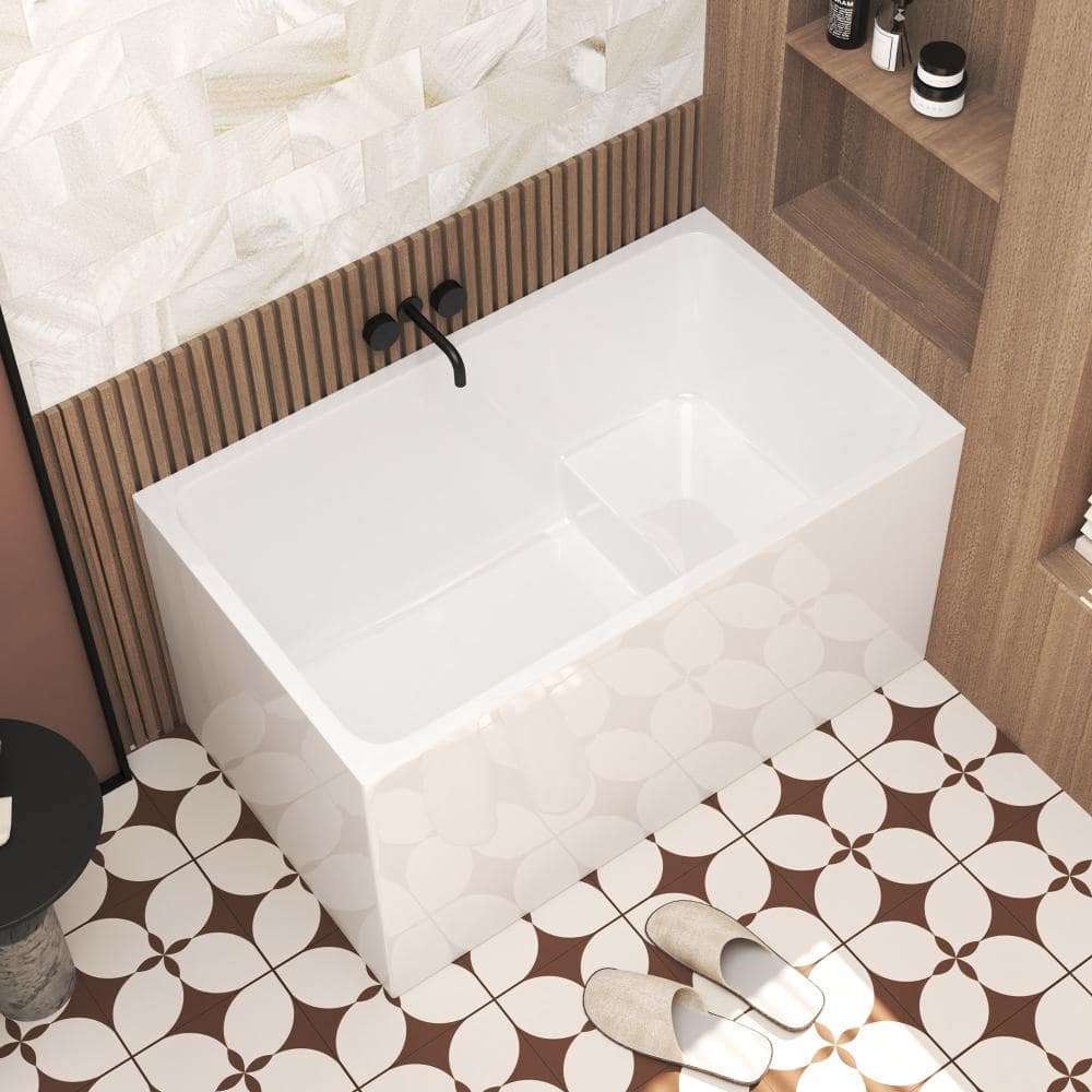 43 Inch Rectangle Acrylic Freestanding Bathtub, Gloss White Tub with Chrome Drain & CUPC Certified price history on PriceWatchPro