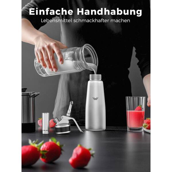 Wudkey Silver Whipped Cream Dispenser, 500ml Aluminum Cream