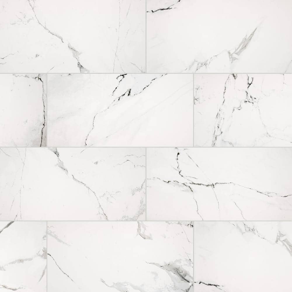Home Decorators Collection Carrara 12 in. x 24 in. Polished Porcelain Stone Look Floor and Wall Tile (16 sq. ft./Case) NHDCARR1224P - The Home Depot