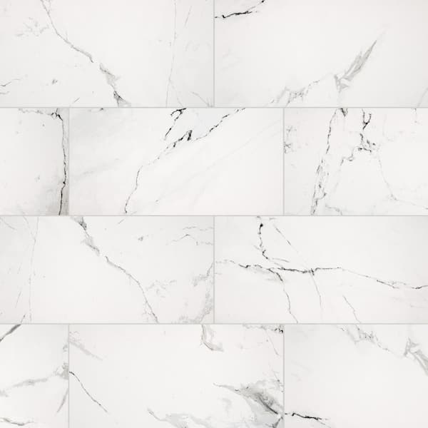 Home Decorators Collection Carrara 12 in. x 24 in. Polished Porcelain Stone Look Floor and Wall Tile (16 sq. ft./Case)