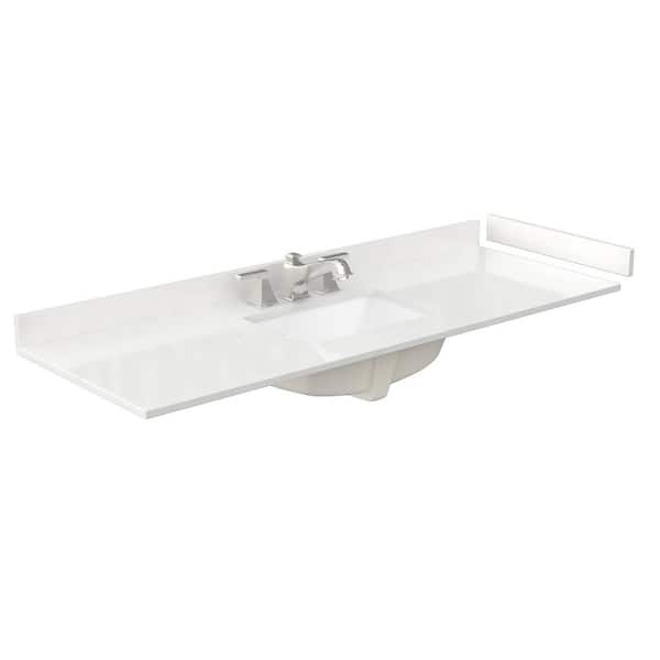 60 in. W x 22 in. D Quartz White Rectangular Single Sink Bathroom Vanity Top in White