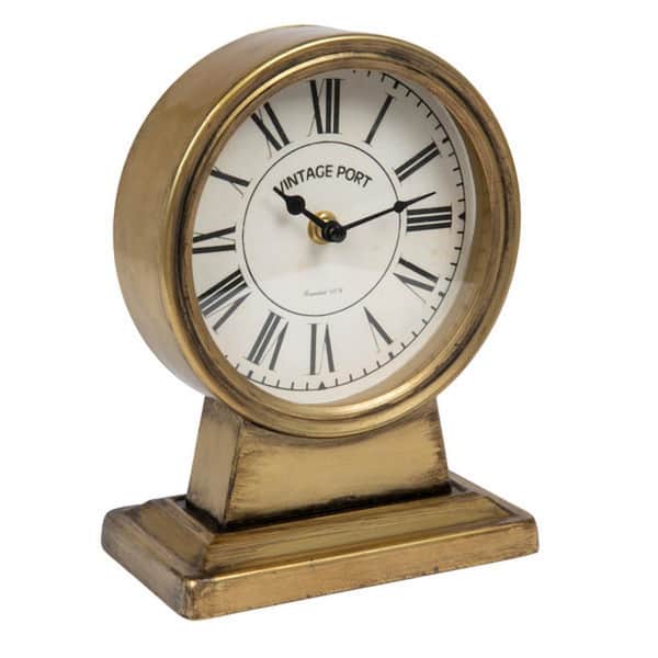 Storied Home Gold Finish Analog Metal Mantel Decorative Clock