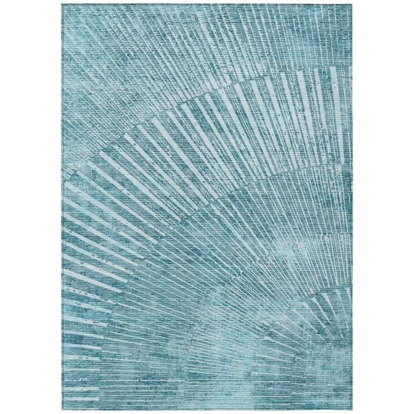 Chantille ACN542 Teal 5 ft. x 7 ft. 6 in. Machine Washable Indoor/Outdoor Geometric Area Rug
