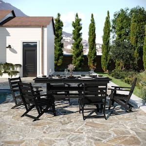 Black 7-Piece Plastic Patio Conversation Set