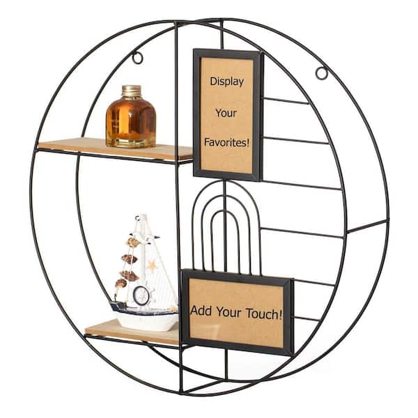 Vintiquewise 2-Tier Floating Circular Silhouette Wall Shelf with 2