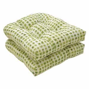 19 x 19 Outdoor Dining Chair Cushion in Green/Ivory (Set of 2)