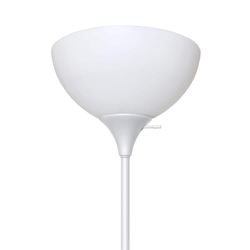 Modern Torchiere Floor Lamp with Adjustable Reading Light - White