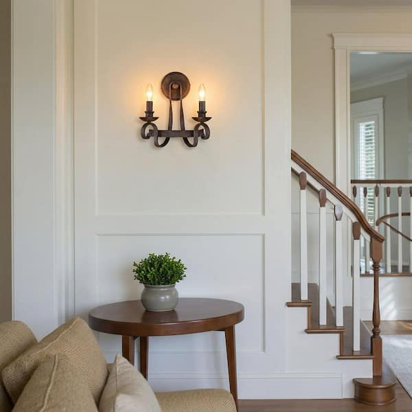 Quoizel Noble 2-Light Rustic Black Wall Sconce NBE8702RK - The