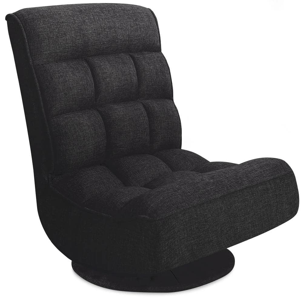 Lazy Sofa 24in.Black Solid Cotton Upholstery 1-Seater Straight Sofa With 36