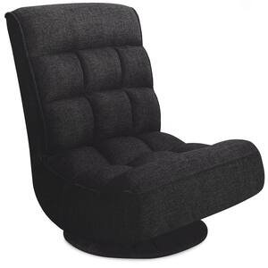 Lazy Sofa 24in.Black Solid Cotton Upholstery 1-Seater Straight Sofa With 360° Swivel 4-Position Adjustable
