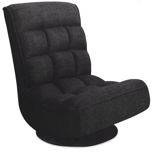 Unbranded Lazy Sofa 24in.Black Solid Cotton Upholstery 1-Seater Straight Sofa With 360° Swivel 4-Position Adjustable