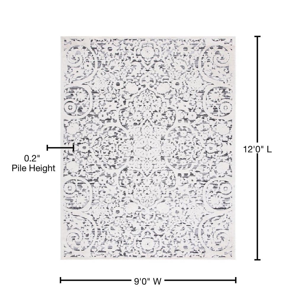 Cabana Floral Ivory & Grey Easy-Care Outdoor Rug - 54"x16"