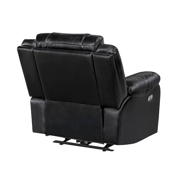 Lazzara Durant Black Faux Leather Power Recliner with LED and