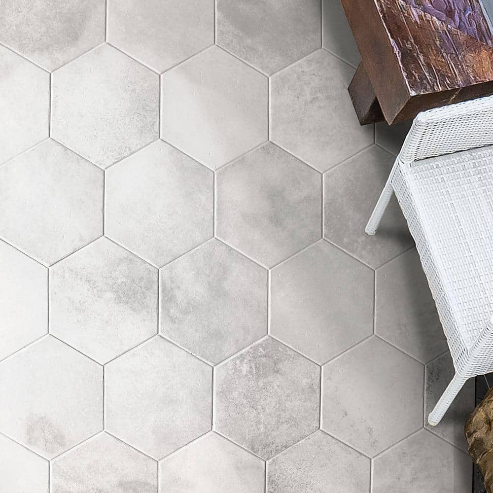 Hayes White Hexagon Matte Porcelain Floor and Wall Tile