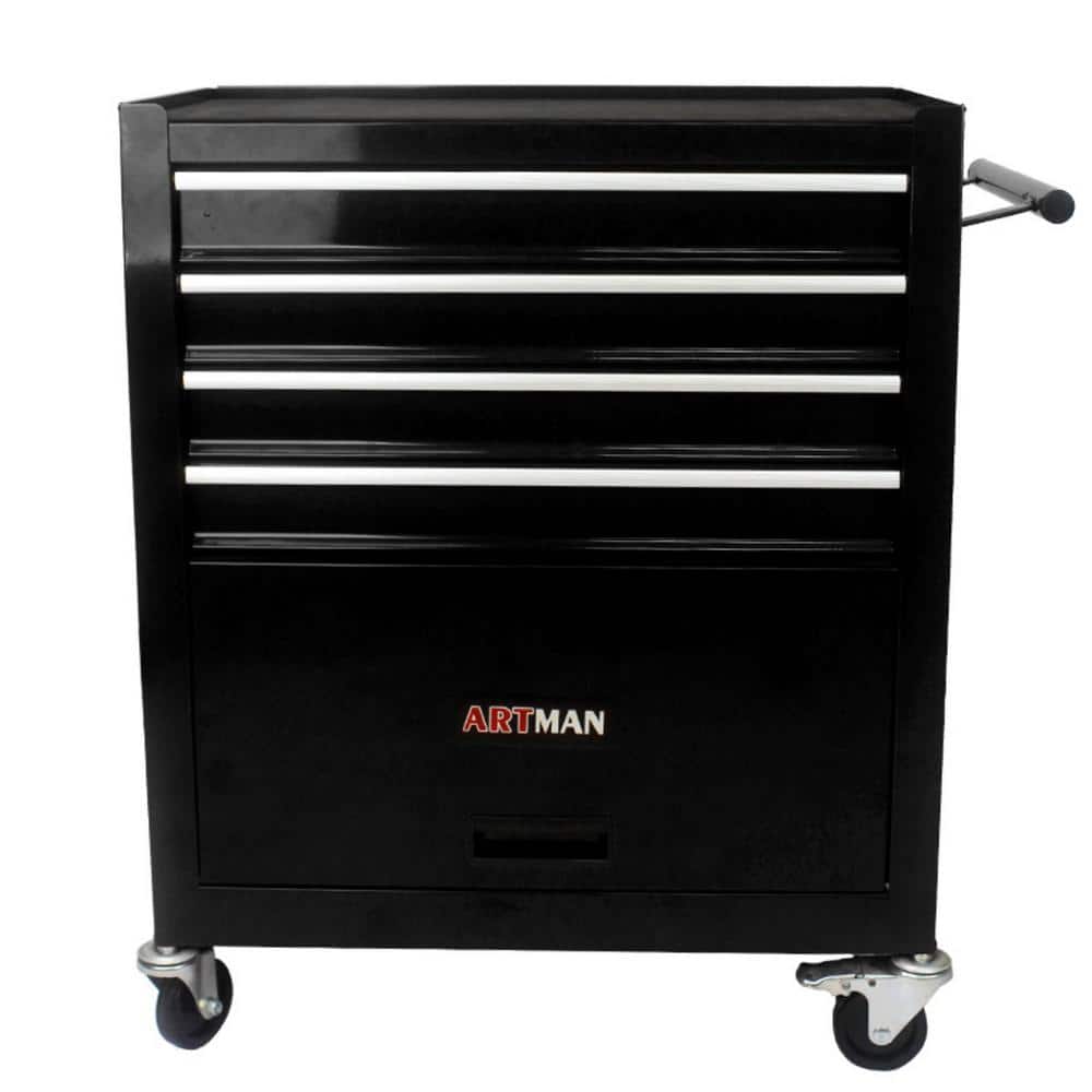 4-Tier Metal 4-Wheeled Multi-Functional Cart in Black with Handle price history on PriceWatchPro