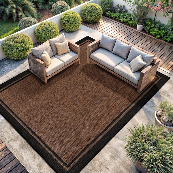 Hawaii Gold 10 ft. x 14 ft. Bordered Indoor Outdoor Area Rug