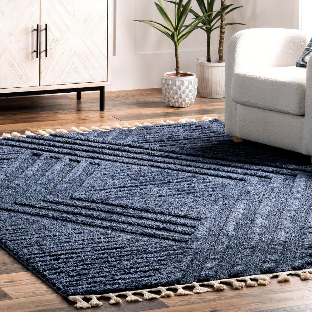 Nuloom Risette Solid 5x8 Shag Indoor Area Rug for Living Room Bedroom Dining Room Nursery, Blue
