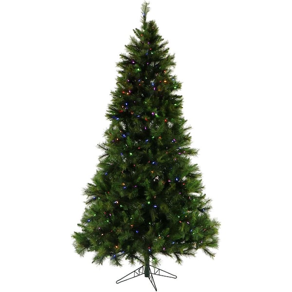 Christmas Time 6.5 ft. Pennsylvania Pine Artificial Christmas Tree w/ Multi-Color LED String Lighting, High Quality PVC