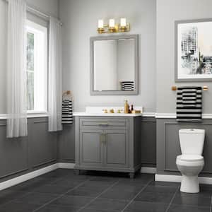 Grovehurst 36 in. W x 20 in. D x 35 in. H Single Sink Freestanding Bath Vanity in Gray with White Engineered Stone Top