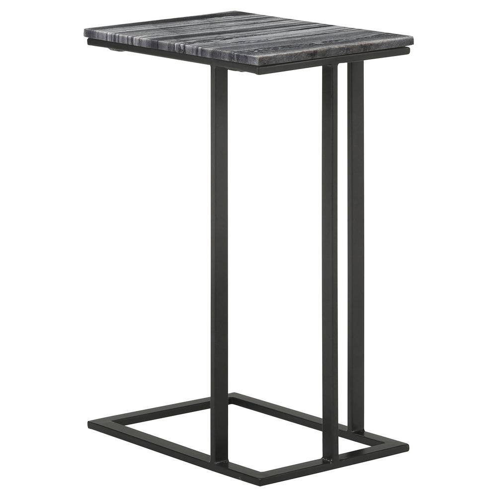 Vicente Black and Gray Marble Top Accent Table with Storage