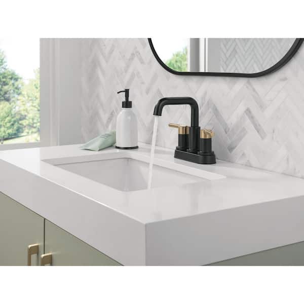 Nicoli 4 in. Centerset Double Handle Bathroom Faucet in Matte Black / Champagne Bronze