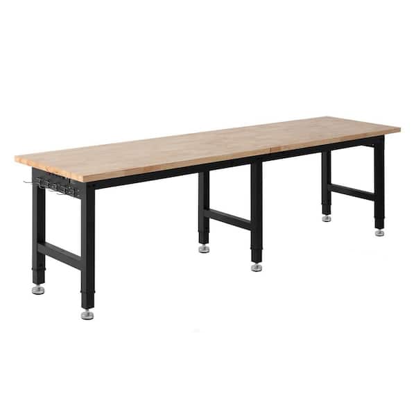 Adjustable Workbench with 4-AC Outlets and 2-USB Ports, 5000 lbs. Capacity, 96 in. x 24 in. Oak Wood Top Workstation