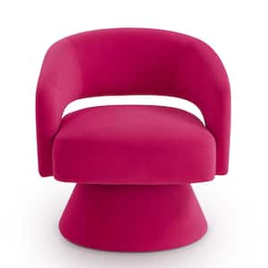 Rose Pink Velvet Swivel Accent Barrel Chair with with Open Backrest for Living Room