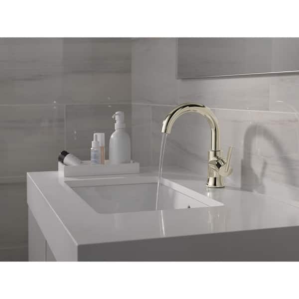 Trinsic Single Hole Single-Handle Bathroom Faucet with Metal Drain Assembly in Polished Nickel