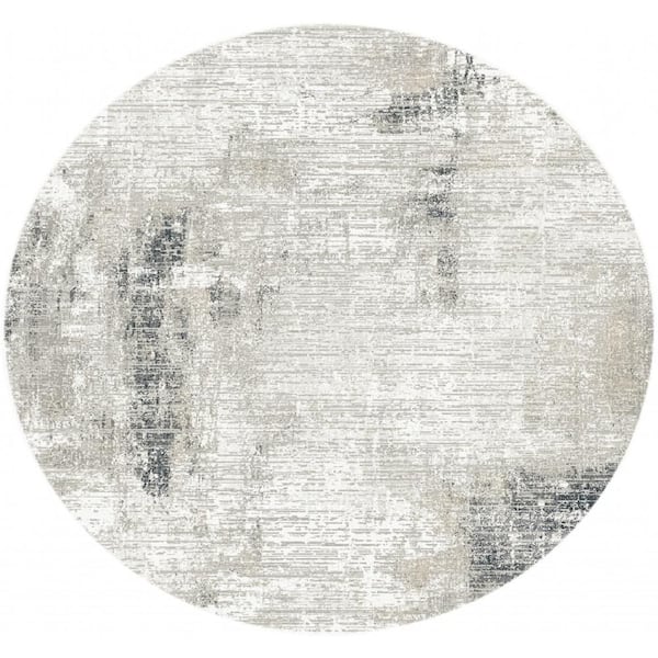 Dekor Grey Charcoal 8 ft. Round x 8 ft. Abstract Contemporary Round Area Rug