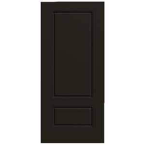 36 in. x 80 in. 2 Panel Universal/Reversible Handing Euro Black Steel Front Door Slab