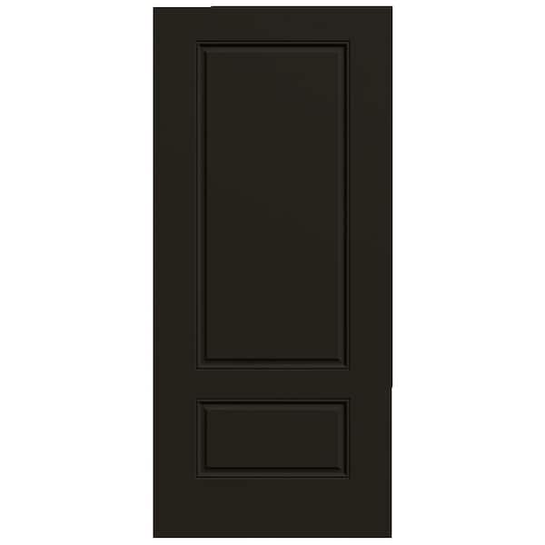 JELD-WEN 36 in. x 80 in. 2 Panel Universal/Reversible Handing Euro Black Steel Front Door Slab