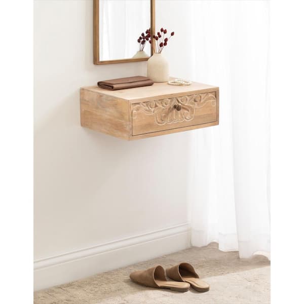 Kate and Laurel Mirza 18 in. Natural Rectangle Solid Wood End Table