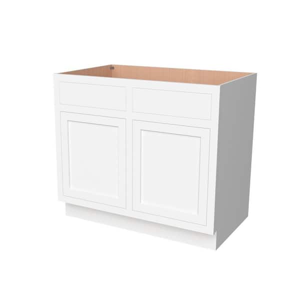 42 in. W x 25 in. D x 34.5 in. H Plywood Sink Bases with 2-Doors and 2-False Drawers in Beige