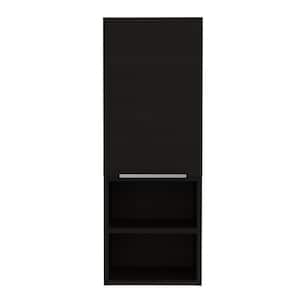 11.81.in.Black Rectangle Wall Cabinet with 2-Shelf and 1-Door