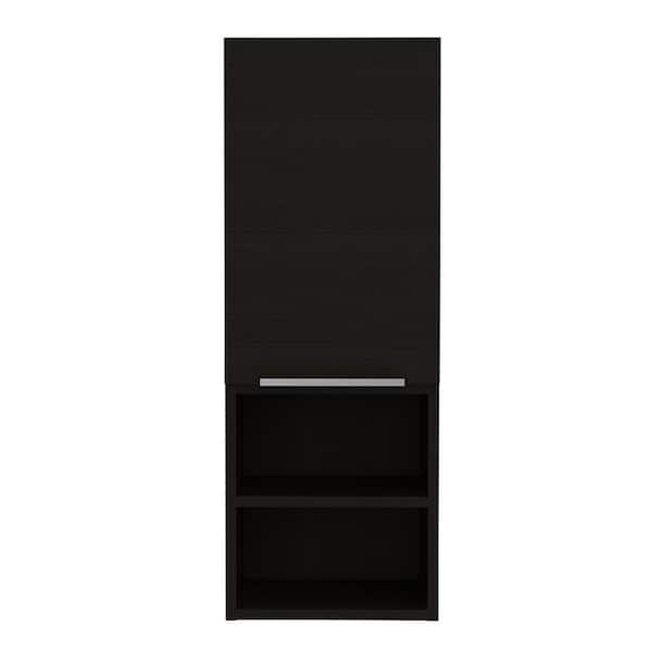 cadeninc 11.81.in.Black Rectangle Wall Cabinet with 2-Shelf and 1-Door