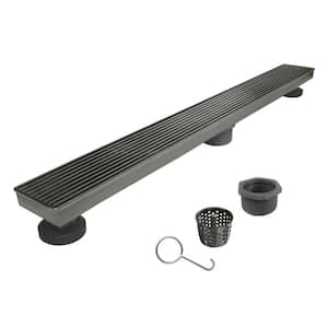 28 in. Gunmetal Grey Linear Shower Drain with Linear Drain Cover