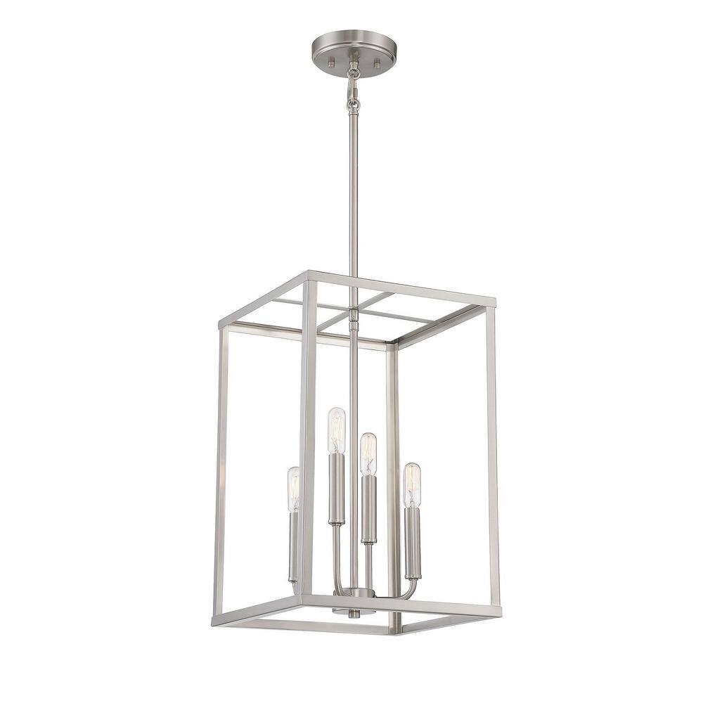 Contemporary Geometric 4-Light Brushed Nickel Pendant