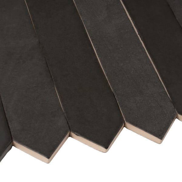 Festa Black 1.7 in. x 9.6 in. Matte Ceramic Picket Wall and Floor Tile (2.37 sq. ft./case) (23-pack)