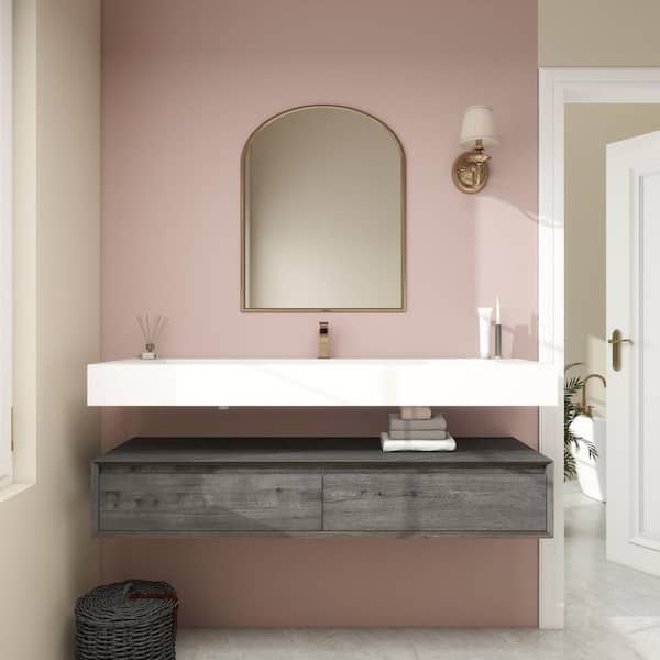 BV Better Vanity Alysa 59 in. W. x 20 in. D x 23 in. H Single Sink Floating Bath Vanity in Smoke Oak with White Acrylic Top