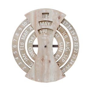 Farmhouse Rustic Brown Wood Wall Mounted Spin Perpetual Calendar Decorative Sign
