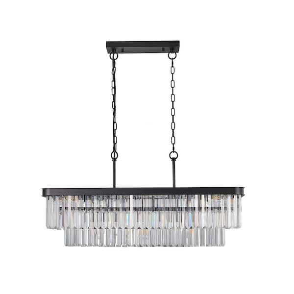 Foehn 11-Lights Modern Black Crystal Chandelier with E12 Socket