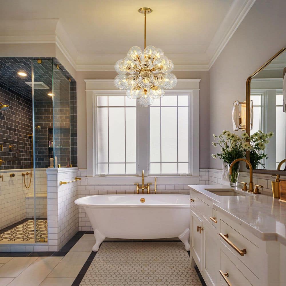 LLHZSY Dvorakova 23.62 in. 21-Light Modern Gold Bubble Cluster