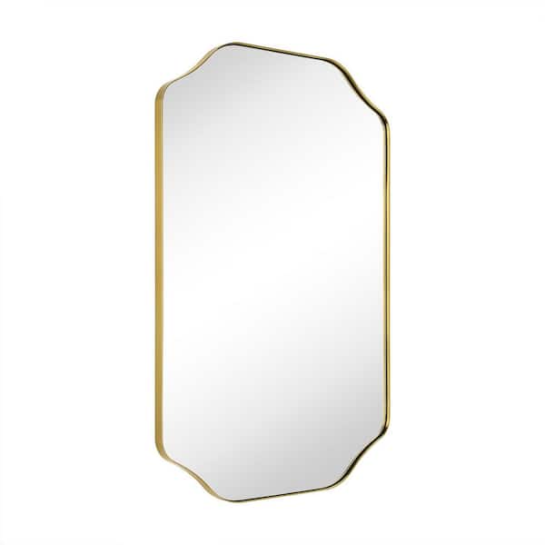 Kudi 24 in. W x 36 in. H Novelty/Specialty Irregular Metal Framed Wall Mounted Bathroom Vanity Mirror in Gold