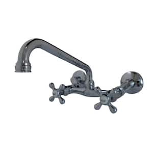 Traditional 2-Handle Wall-Mount Standard Kitchen Faucet in Polished Chrome