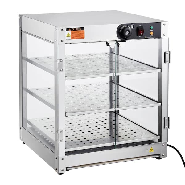 Commercial Food Warmer Display 39 qt. in Silver Buffet Server 800W 86℉~185℉ Temperature with 3 Warming Sections inSilver