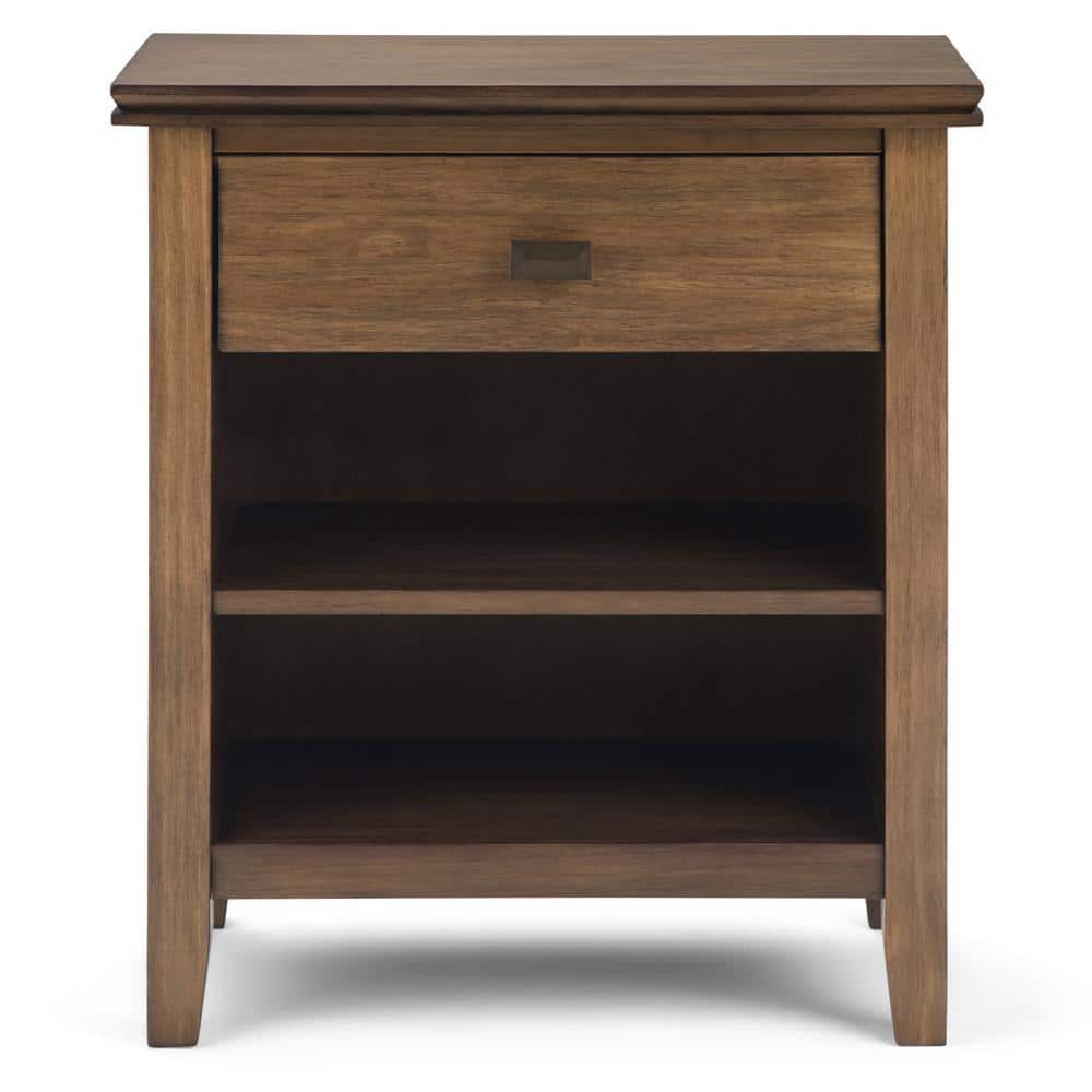 Rustic Natural Aged Brown Pine 1-Drawer Nightstand