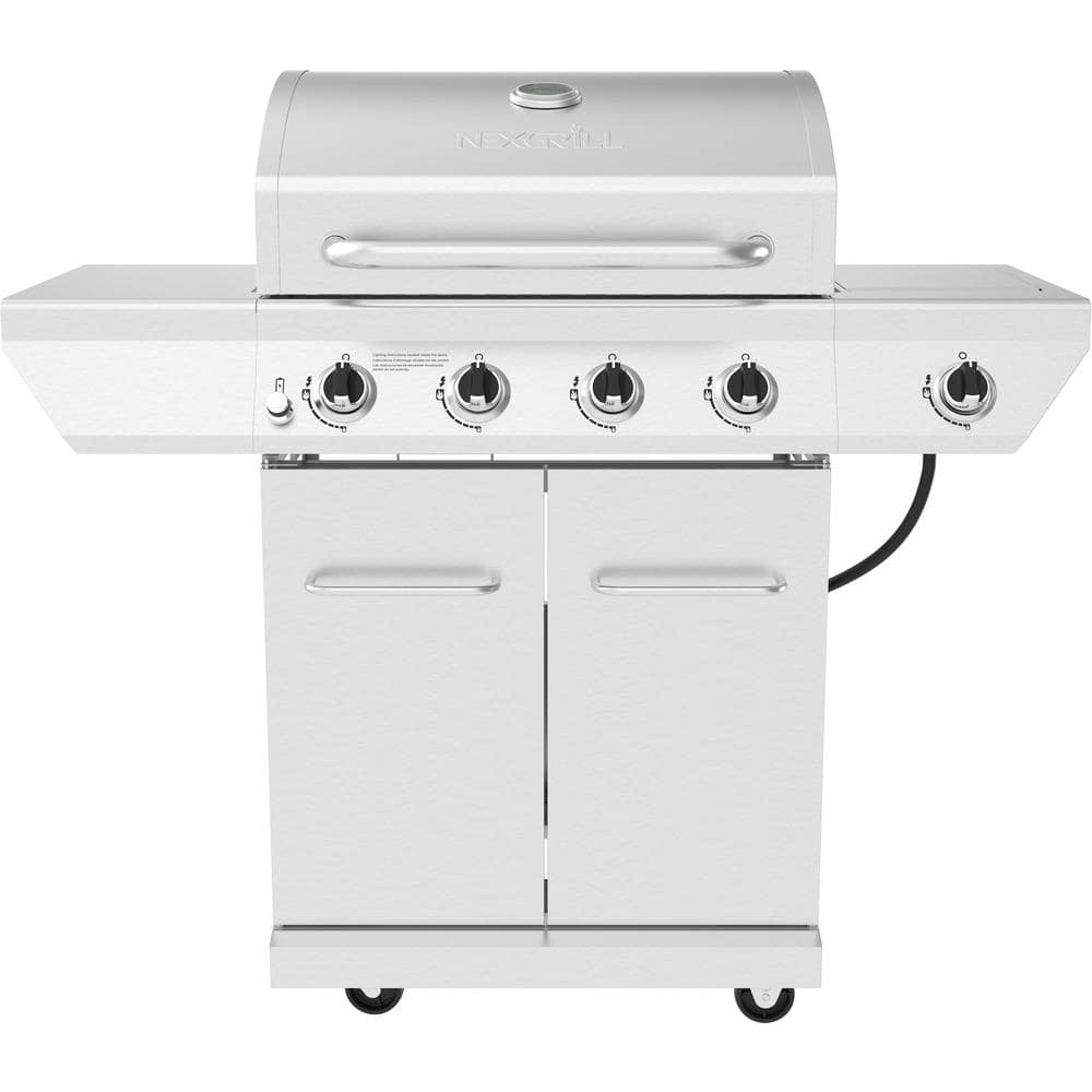 Nexgrill 4-Burner Propane Grill in Stainless Steel with Side Burner - The Home Depot