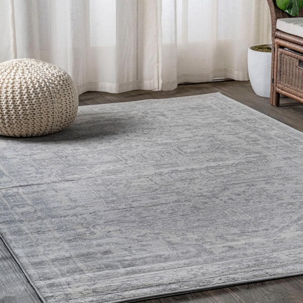 JONATHAN Y Modern Persian Vintage Medallion Light Gray/Ivory 8 ft. x 10 ft. Area Rug