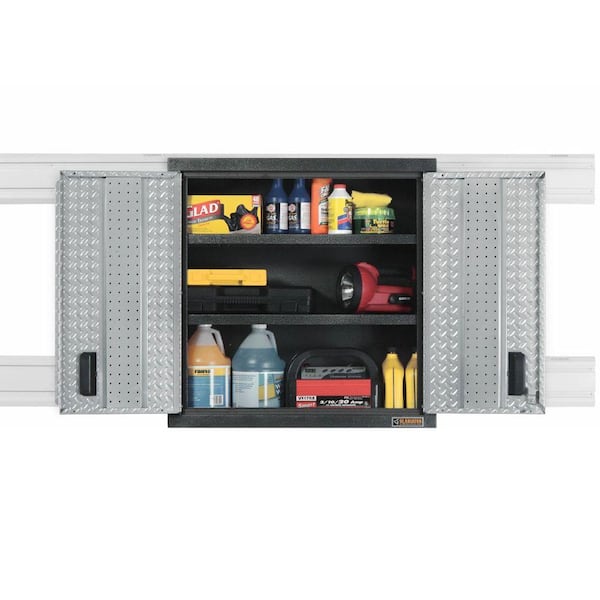 Gladiator Premier Series Steel 2 Shelf Wall Mounted Garage Cabinet In Charcoal 30 W X H 12 D Gawg302drg The Home Depot - Gladiator 30 Wall Mount Gearbox Garage Cabinet